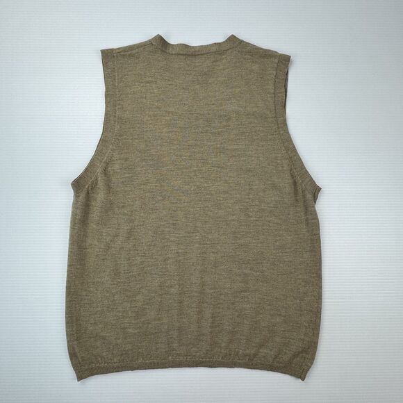 Banana Republic Merino Wool Sweater Vest Men’s L Tan Brown Italian Extra Fine - Picture 4 of 6